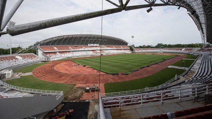 Suasana stadion Gelora Sriwijaya Jakabaring (GSJ) yang diperuntukkan untuk venue Piala Dunia U-20 2023 di Jakabaring Sport City (JSC), Palembang, Sumatera Selatan, Kamis (30/3/2023). FIFA resmi mencabut status Indonesia sebagai tuan rumah Piala Dunia U-20 2023 mendatang. ANTARA FOTO/Nova Wahyudi/nym.