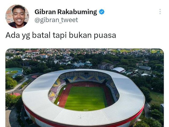 Tangkapan layar cuitan Gibran Rakabuming Raka, Kamis (30/3/2023).