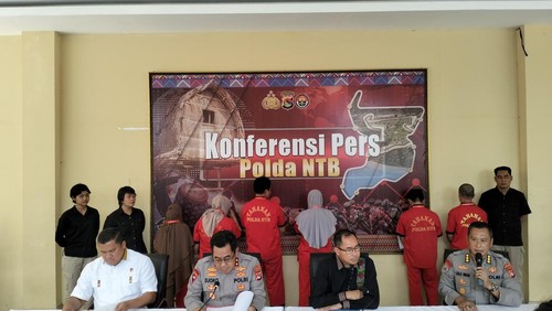 Pengaman enam pelaku TPPO di NTB dipimpin oleh Kapolda NTB Irjen Djoko Poerwanto, Kamis (30/3/2023).