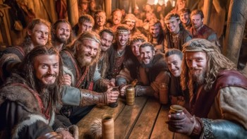 Selfie bangsa Viking. Kumpulan foto ini seolah-olah mereka menjelajahi waktu dari zaman ke zaman.  Foto: Reddit/_M0US316_