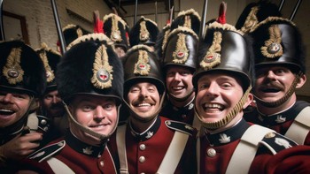 Foto tentara Kerajaan Inggris. Untuk membuat foto ini, mereka menggunakan generator gambar AI populer yang dikenal sebagai Midjourney. Foto: Reddit/_M0US316_