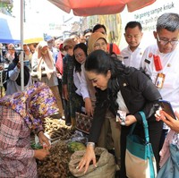 Saat blusukan dan mengobrol bersama para penghuni pasar, Krisdayanti tampak menenteng tas Hermes so Kelly perpaduan warna off-white dan toska. Tas dari kulit burung unta itu merupakan edisi terbatas yang dijual seharga Rp 71,2 jutaan. Foto: Instagram/@krisdayantilemos