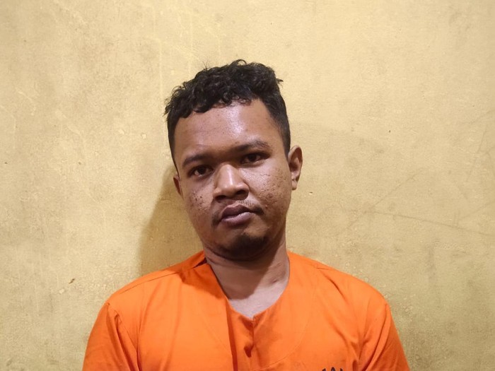 M Fadhil (25) pelaku pembunuhan terhadap ayah kandung di Kampar. (Foto: Istimewa)
