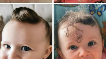 Bayi lucu dengan pertumbuhan rambut alami yang unik. Foto: Brightside