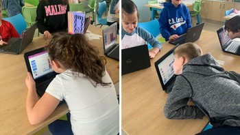 Seorang guru mengajak siswanya untuk mencium wangi yang keluar dari laptopnya. Eh ternyata kena prank Google Nose. Foto: Bored Panda