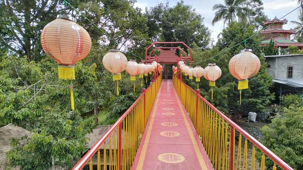 Masjid M Ridwan atau kerap disebut Masjid China di Desa Pakuan, Kecamatan Narmada, Lombok Barat. (Foto: Ahmad Viqi/detikBali)