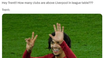 Ada berapa klub di atas Liverpool sekarang? Iya betul, ada 7. Liverpool sekarang di posisi ke delapan. Foto: (Twitter)