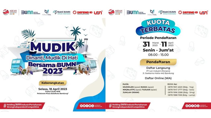 Poster mudik gratis bersama PT LEN