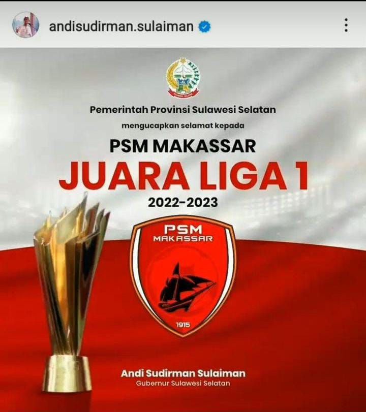 Postingan Gubernur Sulsel Andi Sudirman Sulaiman di Instagramnya.