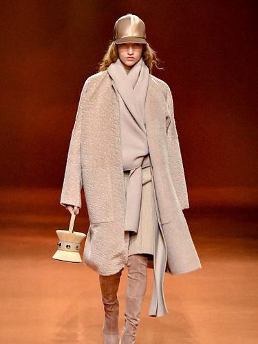 PARIS, FRANCE - MARCH 04: A model walks the runway during the Hermes Ready to Wear Fall/Winter 2023-2024 fashion show as part of the Paris Fashion Week on March 4, 2023 in Paris, France. (Photo by Victor VIRGILE/Gamma-Rapho via Getty Images)
