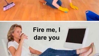 Hari pertama kerja vs lama bekerja. Foto: retailproblemss