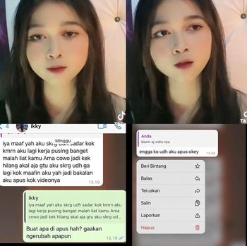 Foto Selia yang mengunggah video klarifikasi dan memberikan bukti berupa tangkap layar percakapan bersama IKY. Foto Selia yang mengunggah video klarifikasi dan memberikan bukti berupa tangkap layar percakapan bersama IKY.