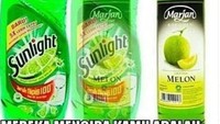 Hayo, jangan terkecoh. Warnanya hijau dan terlihat seperti sirup rasa melon. Namun nyatanya ini hanyalah cairan sabun untuk cuci piring. Foto: Instagram/Twitter