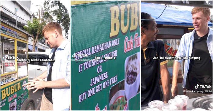 Penjual Bubur Ini Beri Bonus Gratis Jika Pembeli Bisa Bahasa Inggris atau Jepang