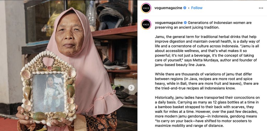 Potret Penjual Jamu Indonesia Masuk Majalah Vogue, Begini Ulasannya