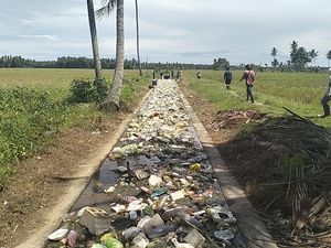 Penampakan Sampah Menumpuk Sepanjang 1 Km di Irigrasi Polman