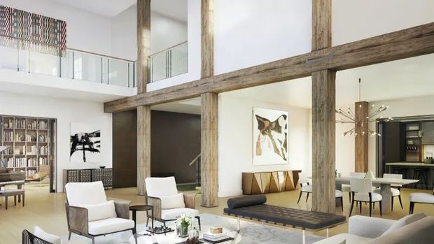 443 Greenwich Street dirancang dengan halaman dalam ruangan, yang jarang ada di gedung-gedung di New York City. (CetraRuddy/Getty Images)