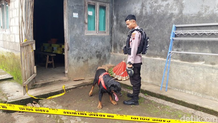 Anjing pelacak dikerahkan di TKP penemuan mayat wanita di Cepogo, Boyolali, Kamis (6/4/2023).