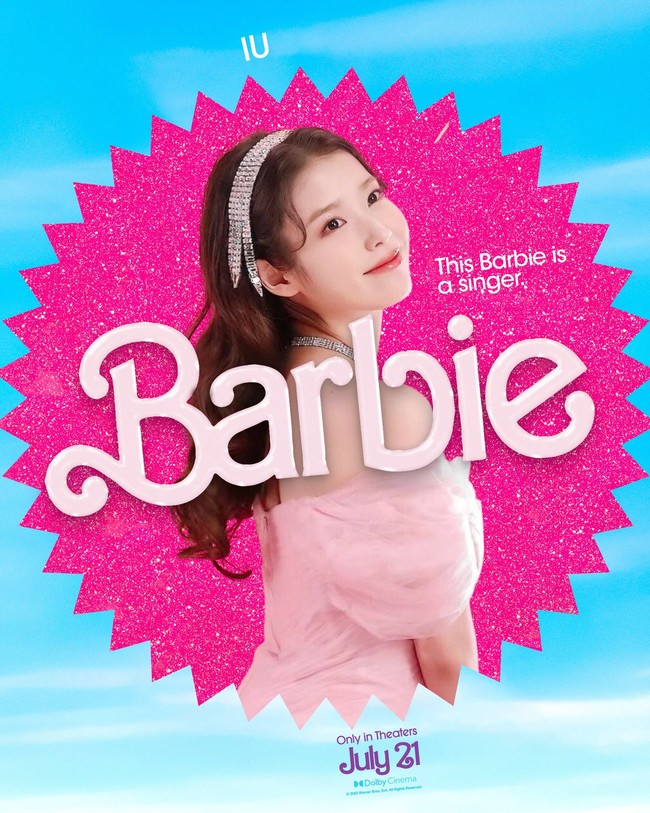 IU tak kalah cantik saat diedit sebagai pemain film BARBIE, yang dibintangi Margot Robbie dan Ryan Gosling. Foto: dok. Twitter @starfess