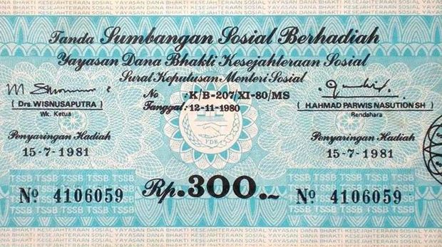 Kupon Sumbangan Dermawan Sosial Berhadiah (SDSB)