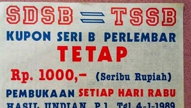 Kupon Sumbangan Dermawan Sosial Berhadiah (SDSB)