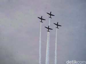 Wanda Rela Panas-panasan Tonton Atraksi HUT TNI AU Ke-77: Setahun Sekali