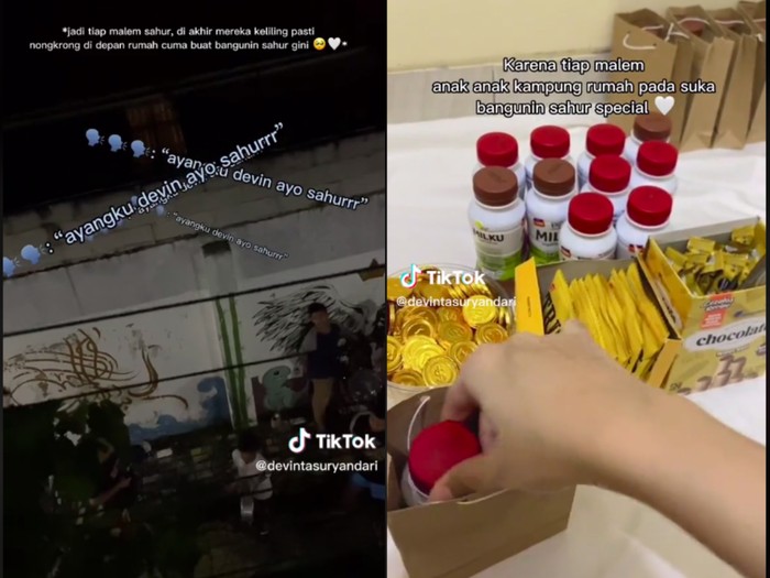 Memmberikan makanan untuk orang yang membangunkan sahur