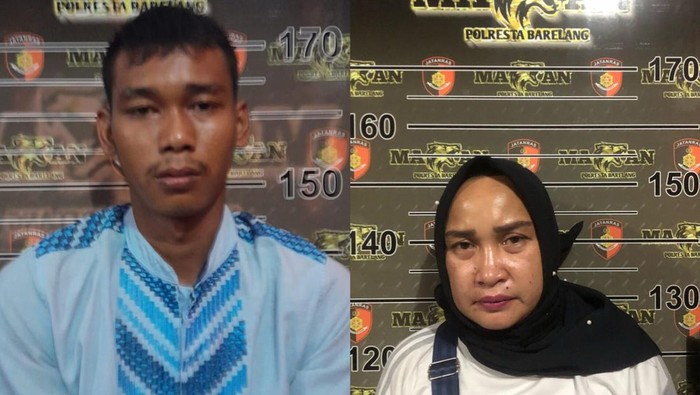 Pelaku penjambretan (kanan) dan pelaku penadah HP curian saat diamankan polisi.(Dok Polresta Barelang)