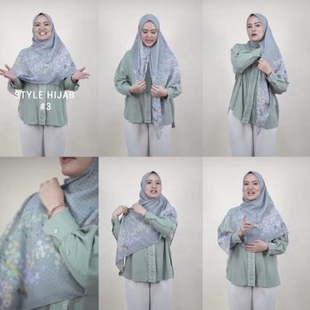 Tutorial hijab segi empat motif simpel dan rapi, cocok untuk bukber.