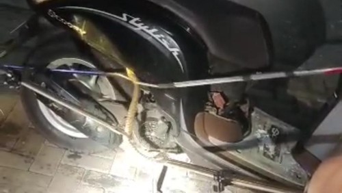 Evakuasi ular cobra dari sela-sela motor milik karyawan swalayan di Jembrana, Rabu (5/4/2023).