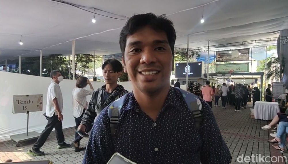 Jemaat Gereja Katedral Jakarta saat Jumat Agung 7 April 2023. (Anggi Muliawati/detikcom)