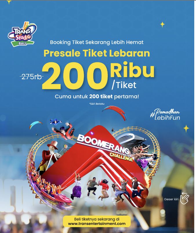 Trans Studio menawarkan diskon gede-gedean menjelang libur lebaran kali ini.