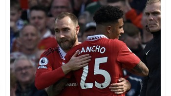 Christian Eriksen akhirnya tampil lagi setelah mengalami cedera. Foto: Twitter