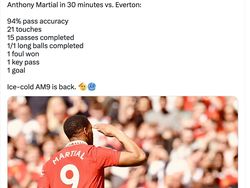 MU Pecundangi Everton, Martial Dipuji Netizen