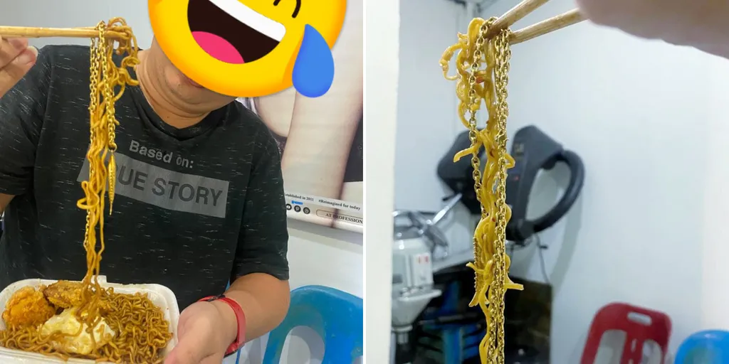 Cuan! Pria Ini Dapat Kalung Emas di Dalam Mie yang Dibelinya