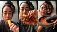 Penampilan Soimah di depan dan belakang panggung sangat lah berbeda. Sosoknya dikenal sederhana, tanpa riasan make up Soimah begitu menikmati ikan goreng dan sambal buatannya. Foto: Instagram/YouTube