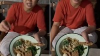 Nah, ini kesederhanaan Soimah lainnya. Ia menikmati nasi pecel yang momennya diabadikan lewat live di Instagramnya. Foto: Instagram/YouTube