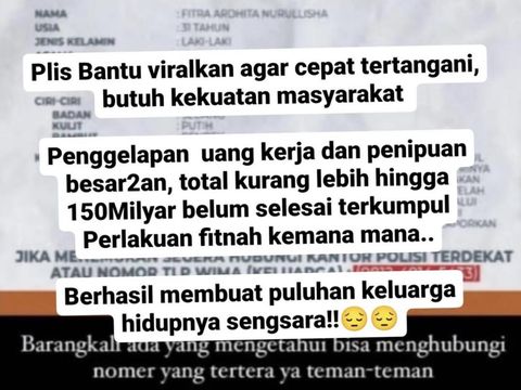 Unggahan tentang pria di Kota Malang yang dilaporkan hilang