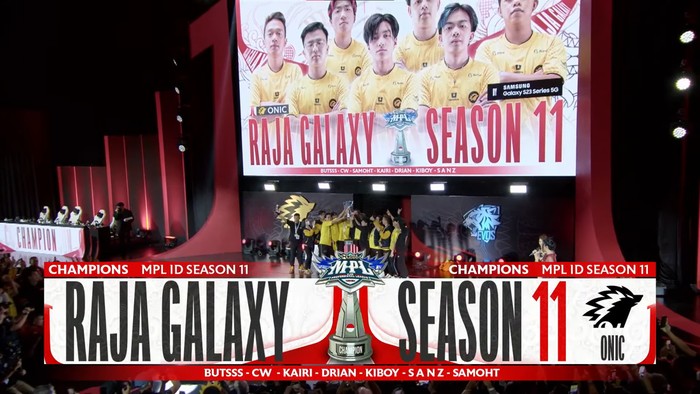 Onic back to back champion. Tim yang juga memiliki julukan Sang Raja Langit ini sukses membantai Evos Legends 4-0 tanpa balas, dan menjadi juara MPL ID S11.
