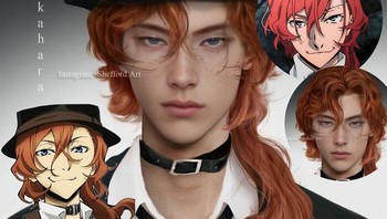 Chūya Nakahara dari Bungou Stray Dogs. Foto: Boredpanda/shefford.art