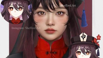 Hu Tao dari Genshin Impact. Foto: Boredpanda/shefford.art