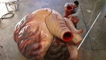 Ukuran jantung Paus Biru dibandingkan tubuh manusia. Foto: Boredpanda