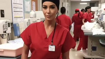 Begini jadinya jika Kim Kadarhasian menjadi perawat rumah sakit. Foto: Instagram/Smoozus