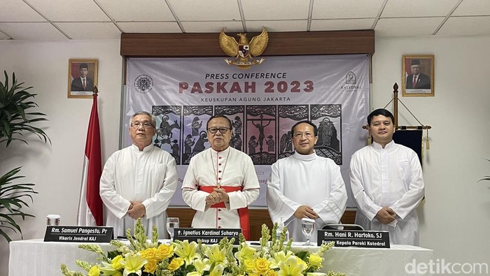 Konferensi pers  2023hari Paskah di Katedral (Silvia Ng/detikcom)