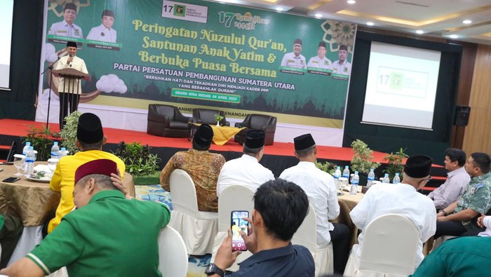 Wakil Gubernur (Wagub) Sumut Musa Rajekshah menghadiri Peringatan Nuzulul Quran Partai Persatuan Pembangunan (PPP) Sumatera Utara (Sumut)  di Grand Inna Medan, Sabtu (8/4).