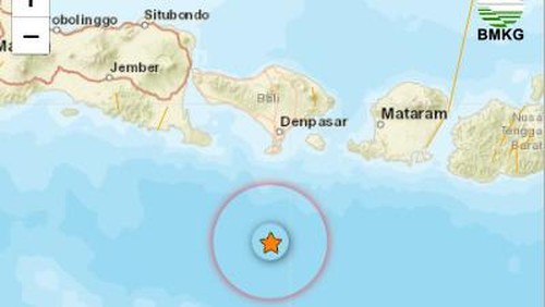 Gempa magnitudo 3,5 mengguncang Kuta Selatan, Badung, Bali, Senin (10/4/2023) sore.