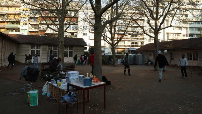 PARIS, FRANCE - APRIL 8: Teenage refugees in Paris, France have sought shelter in an abandoned school building, according to an NGO on April 08, 2023. Utopia56 on Twitter shared photos from the scene. 