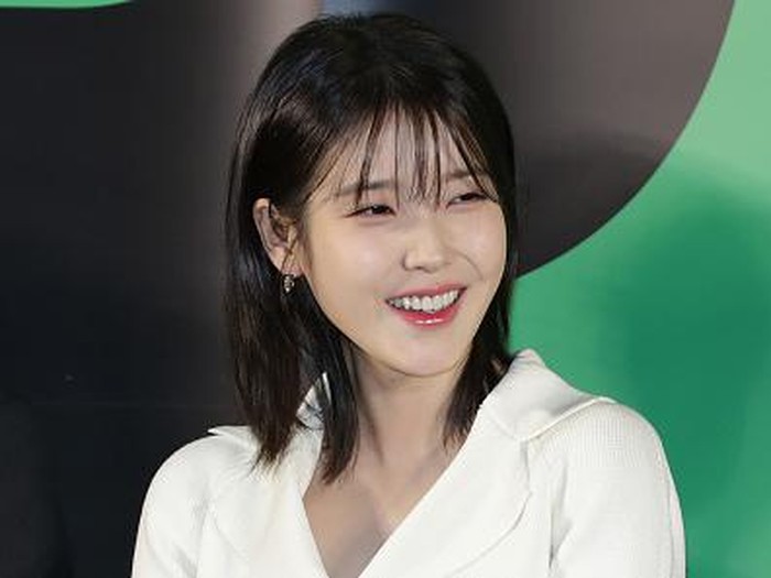 IU SEOUL, SOUTH KOREA - MARCH 30: South Korean actress and singer IU aka Lee Ji-Eun is seen at the Dream press conference at MEGA Box on March 30, 2023 in Seoul, South Korea. The film will be out in South Korea on April 26. (Photo by Han Myung-Gu/WireImage)