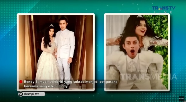Potret Shindy Samuel dan suaminya, Rendy Samuel saat menikah. Dalam foto yang dibagikan ketika Shindy dan Rendy menjadi bintang tamu di acara Rumpi Trans TV, terlihat keduanya masih sangat kurus. Foto: YouTube/ TRANS TV Official