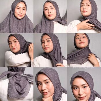 Tutorial hijab segi empat motif bisa bikin pipi tirus cocok juga untuk bukber Ramadan.